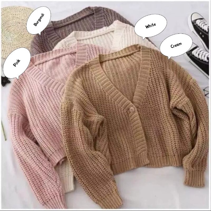 MDLV ~ BG ROMPI CROP NAYA RAJUT TERBARU CARDI RAJUT KOREA CARDIGAN CEWEK FASHION WANITA