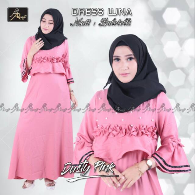 Dress Muslim Wanita Luna Dress Arrafi Matt Balotelly Simple Manis Ejamas Hijab Store