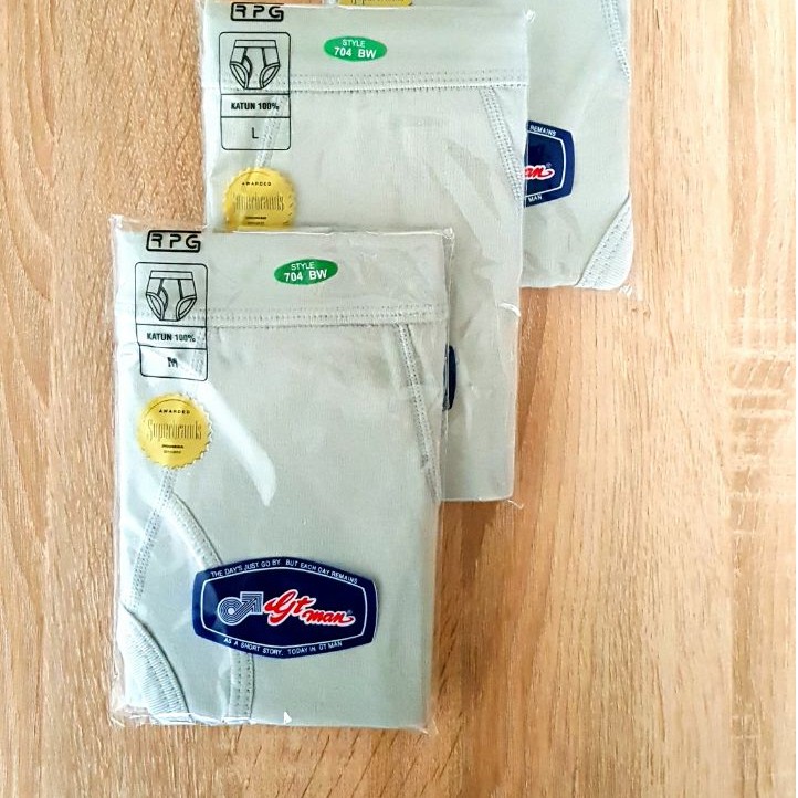 GT Man 704 GTMan 704B 704BW - Celana Dalam Underwear Brief Pria Katun - Putih Biru Abu Cokelat - Isi 1