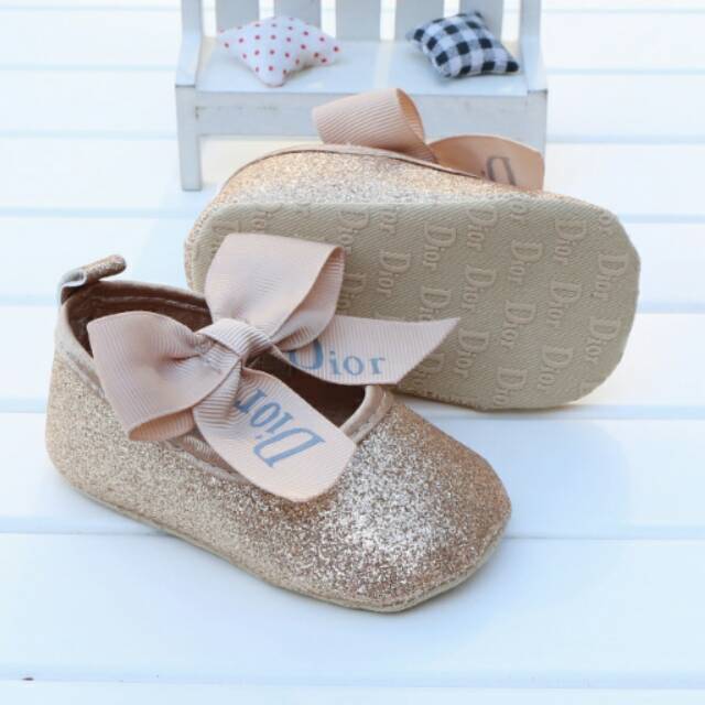 Prewalker Shoes Bronze Bow Dior