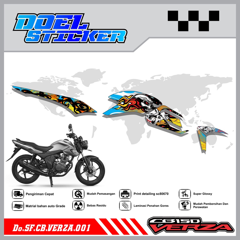 STICKER STRIPING CB VERZA 150 - STICKER STRIPING LIST VARIASI HOLOGRAM , CROME CB VERZA 150 DOEL 001