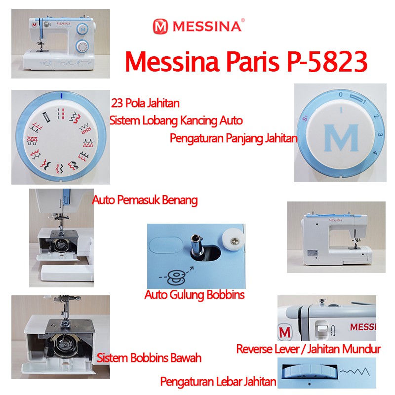 Mesin Jahit MESSINA P 5823 Paris - Portable Multifungsi