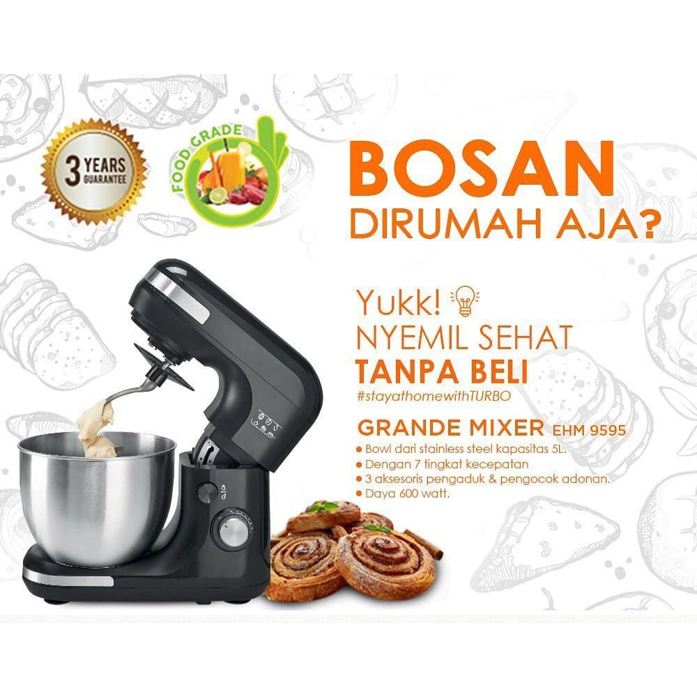 TURBO Mixer Grande EHM 9595 / Stand Mixer Roti / Mixer Besar - 5 Liter