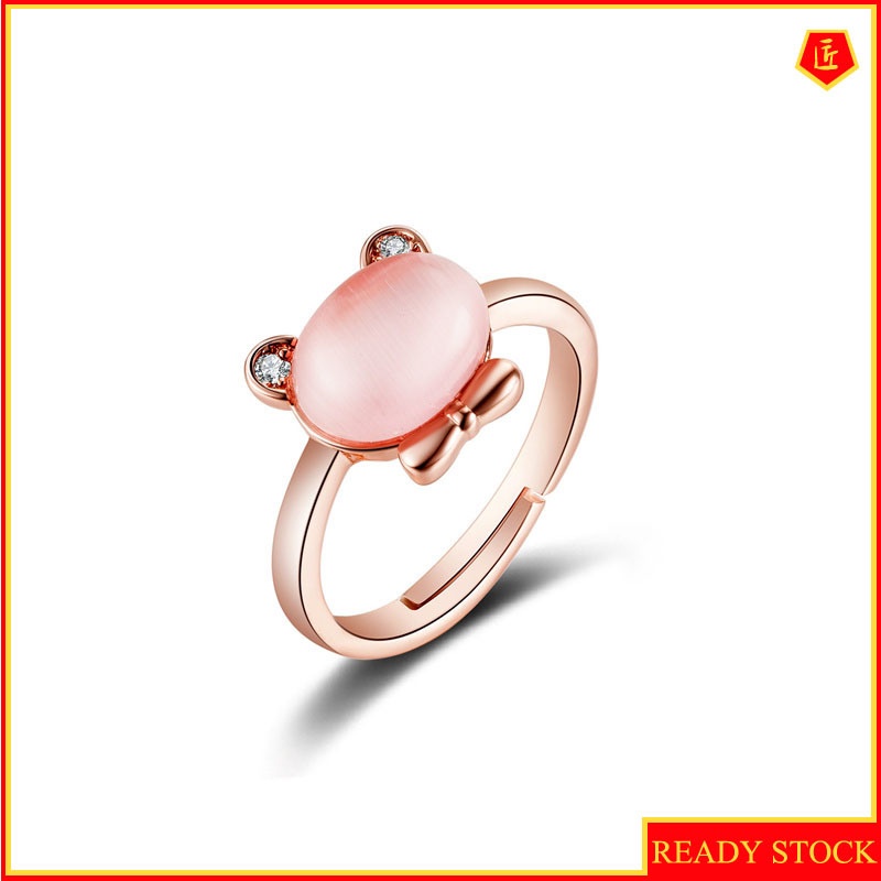 [Ready Stock]Pink Crystal Ross Quartz Ring Female Fashion Creative