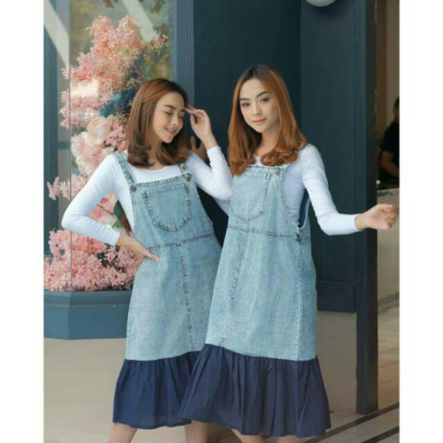 BUNY OVERALL | BUNNY OVERALL JEANS | MIDI OVERALL JEANS COMBI | OVERALL JEANS WANITA