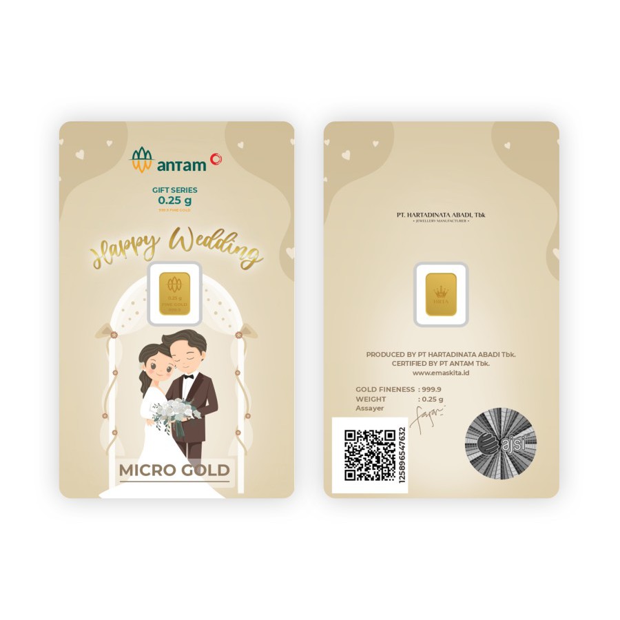 Logam Mulia Microgold ANTAM x Hartadinata Abadi 0.25 gram 0,25 LM emaskita Mini Gold Emas 24K-Wedding Internationa