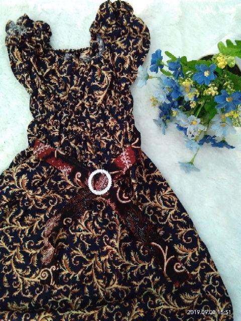 Dress Batik Gesper Anak Cewek,atasan Anak Perempuan Motif Batik,grosir Batik Murah
