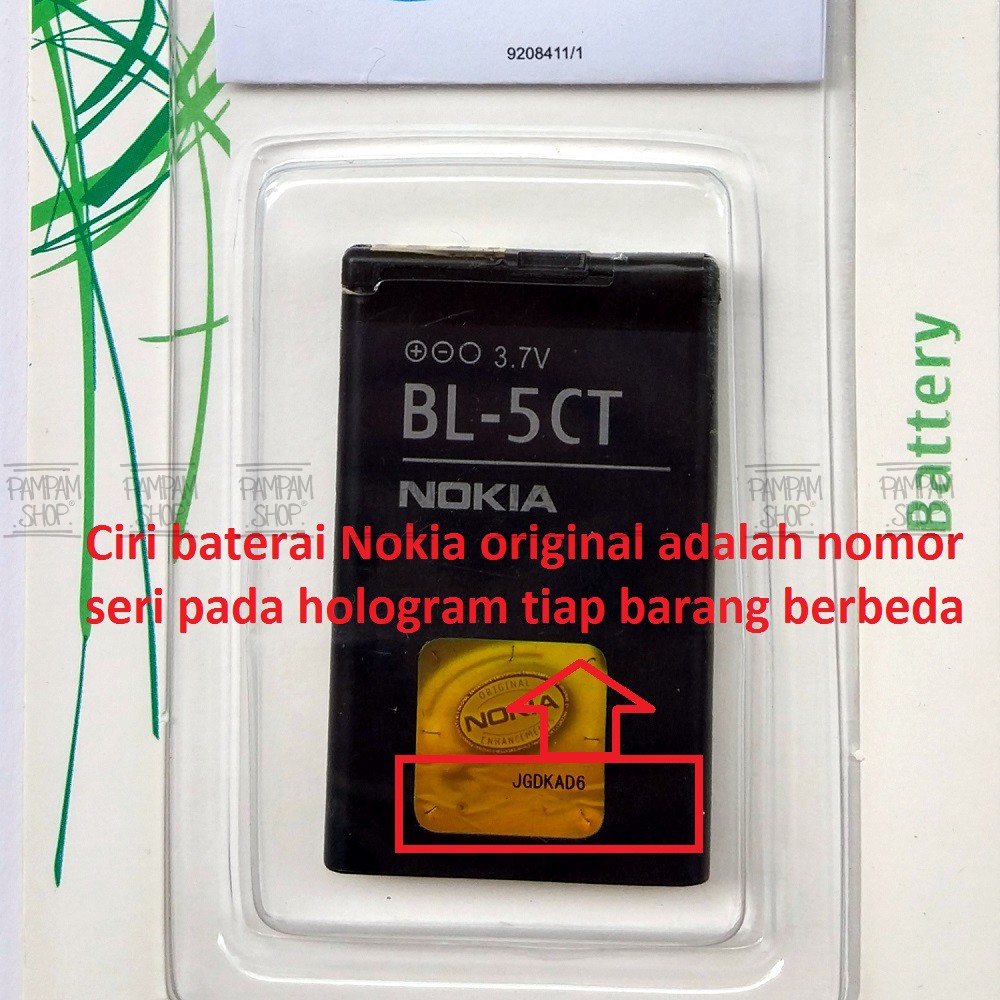 Baterai Nokia BL5CT 3720 6303 5220 C3 01 C3-01 C5 C5-00 C6-01 BL-5CT Original Batre Batrai BL 5CT