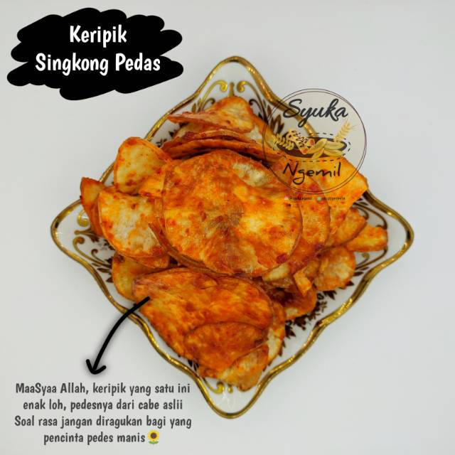 

PROMO!!! KERIPIK SINGKONG PEDAS +-250gr