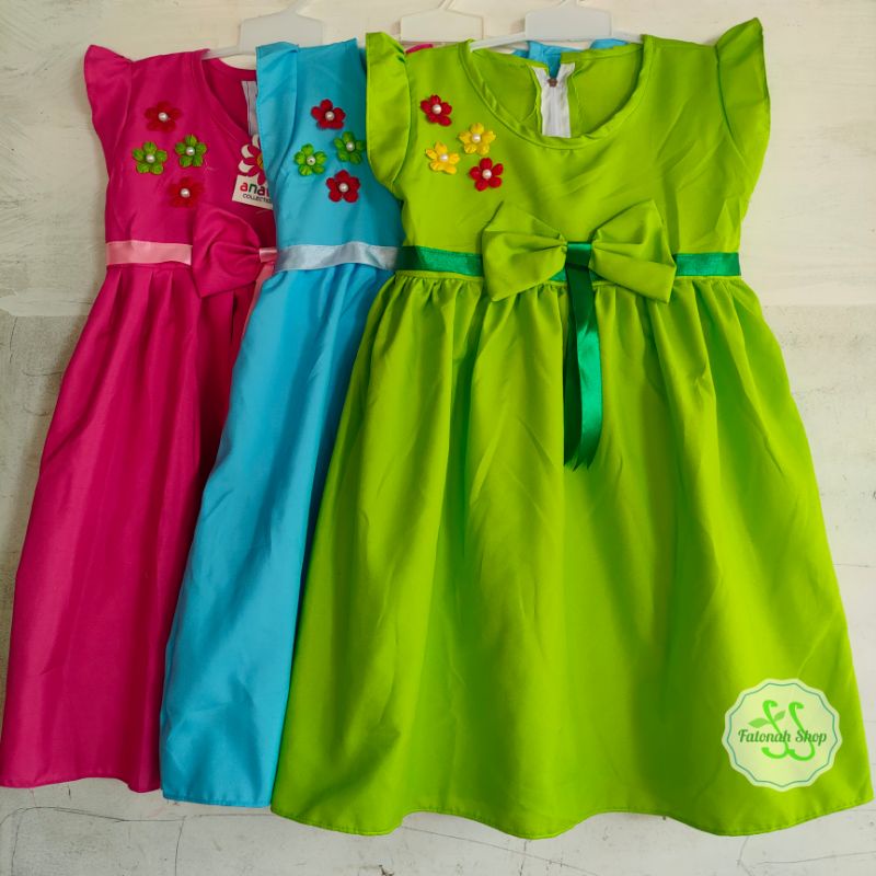 Dress anak 3 4 tahun perempuan baju anak cewek  ( dress pita mutia )