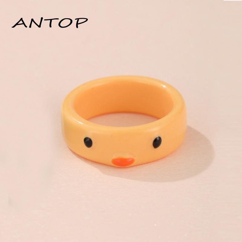 Cincin Bentuk Kartun Kodok Bahan Resin Warna-Warni Untuk Wanita ANTOP