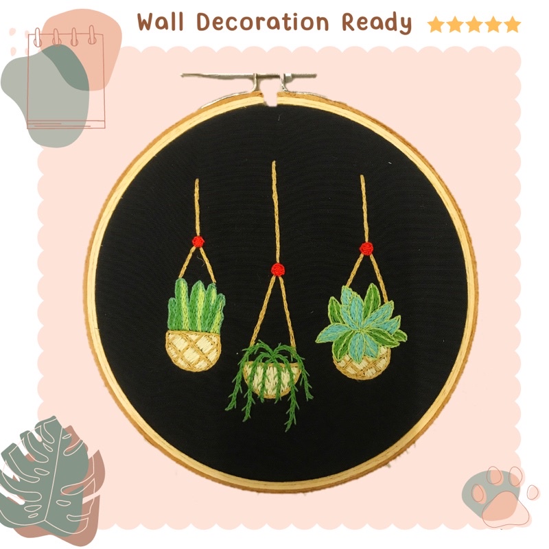 [Hasil Jadi] Embroidery Kaktus-02 Wall Decoration - Kerajinan hiasan sulam tangan