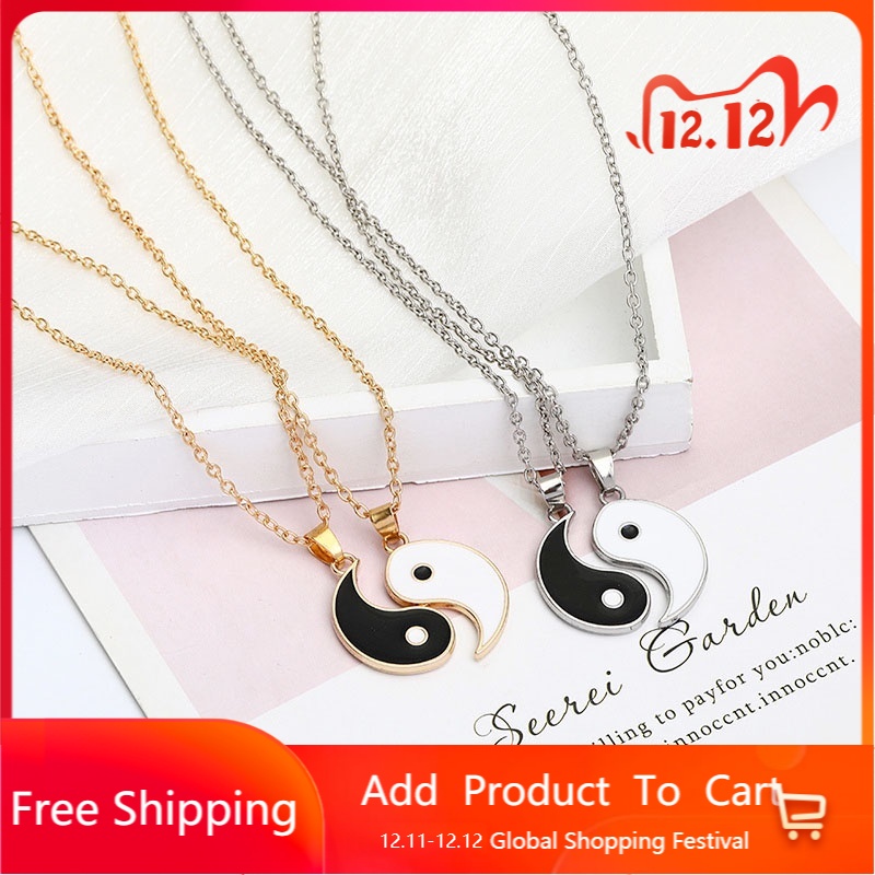 Kalung Liontin Yin Yang,Bahan Alloy,Gaya Korea,Untuk Pasangan