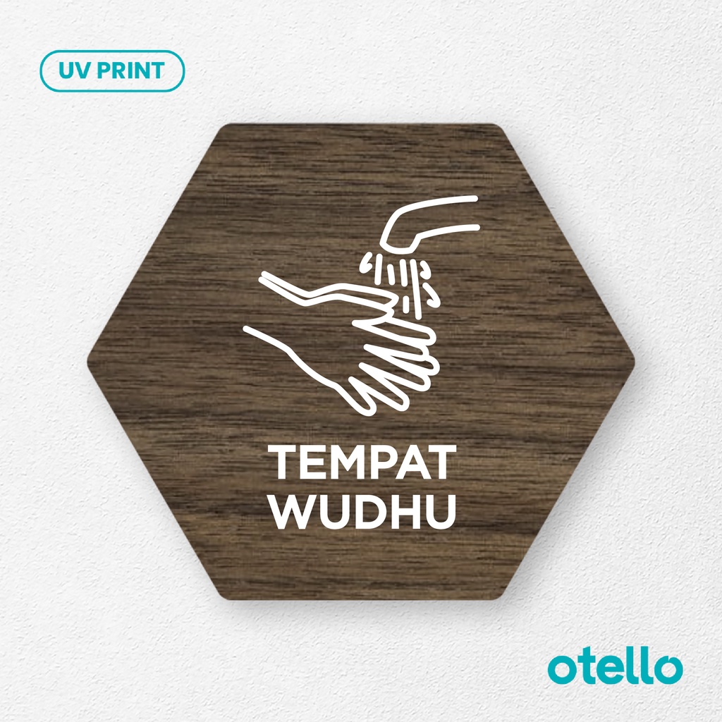 Signage Tempat Wudhu Sign Board Kayu Wooden Papan Label Nama Petunjuk Tempat Ruangan Tag Sticker