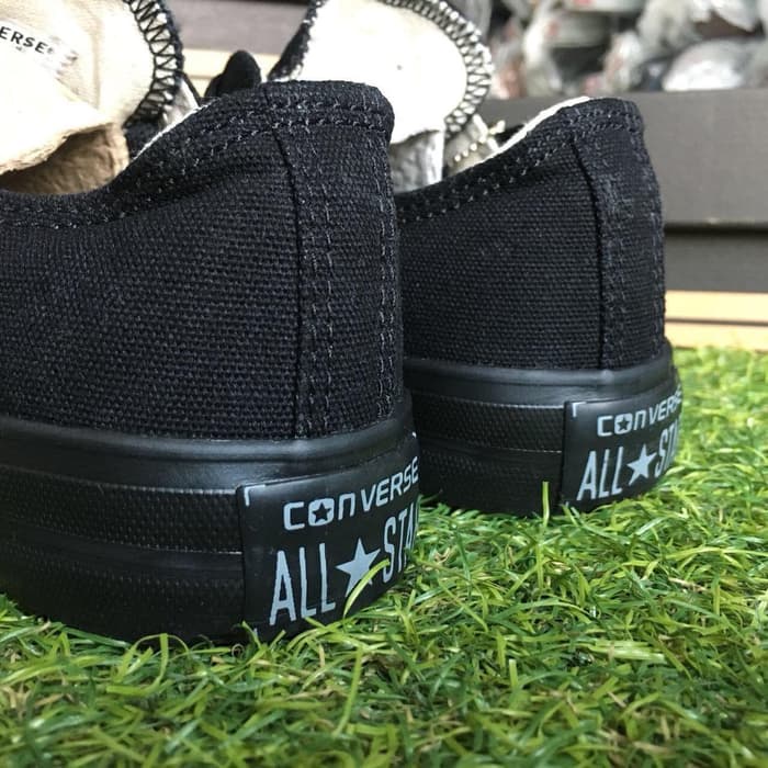 SEPATU SEKOLAH PRIA WANITA CONVERSE ALL STAR PENDEK FULL HITAM POLOS IMPORT