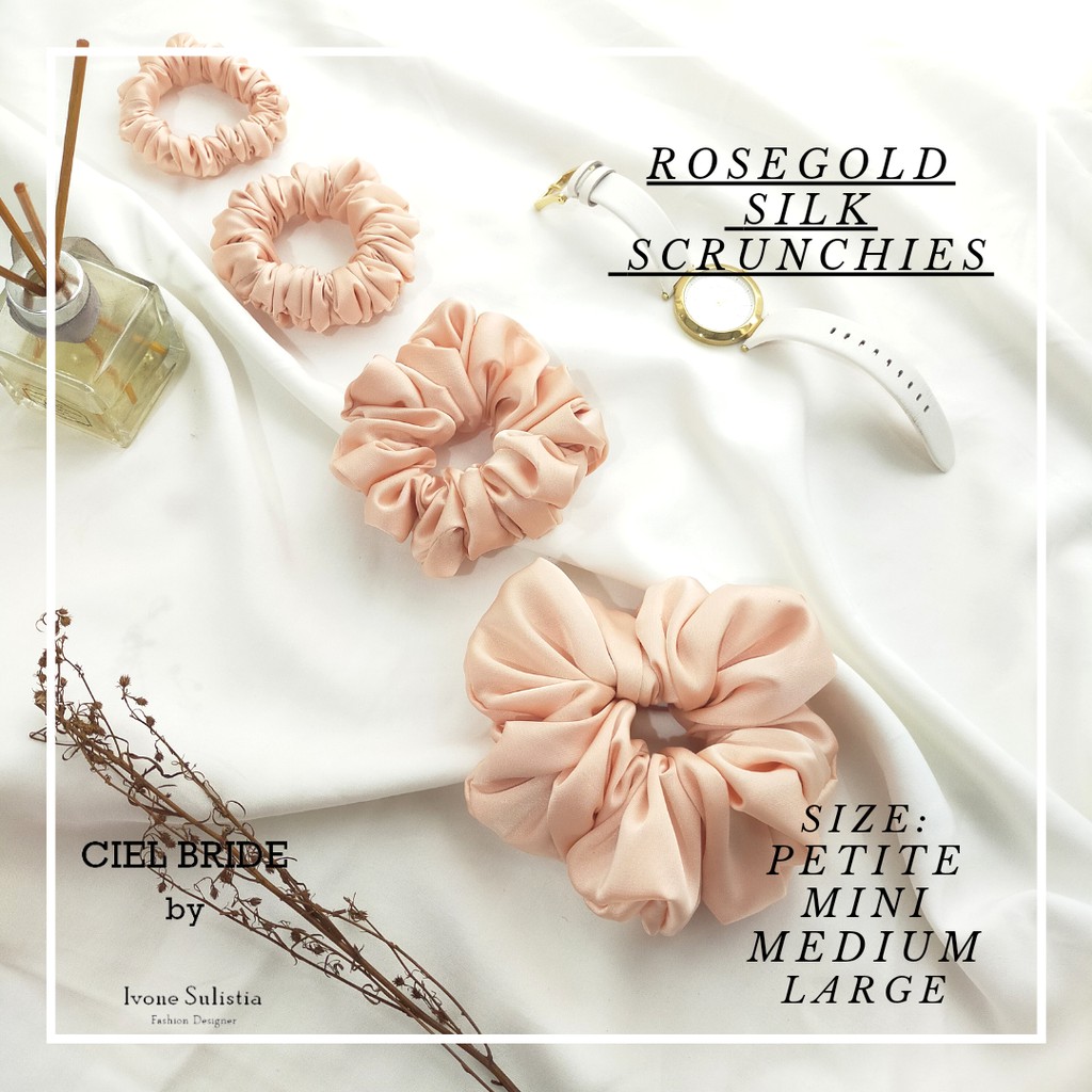 rosegold silk scrunchies exclusive with box | ikat rambut sutra