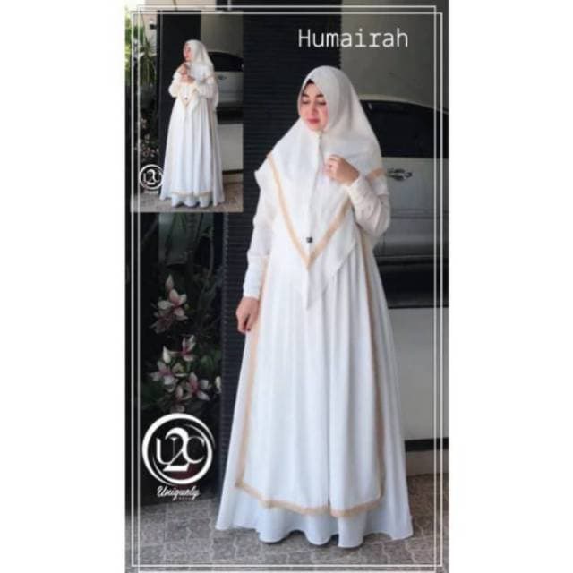 PREMIUM PO GAMIS SYARI SET KHIMAR PUTIH POLOS SYARI PREMIUM HUMAIRAH WHITE