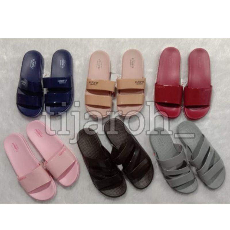 Sandal wanita sandal slop sol puyuh kekinian model birken strap sendal luofu slide sandal cewe