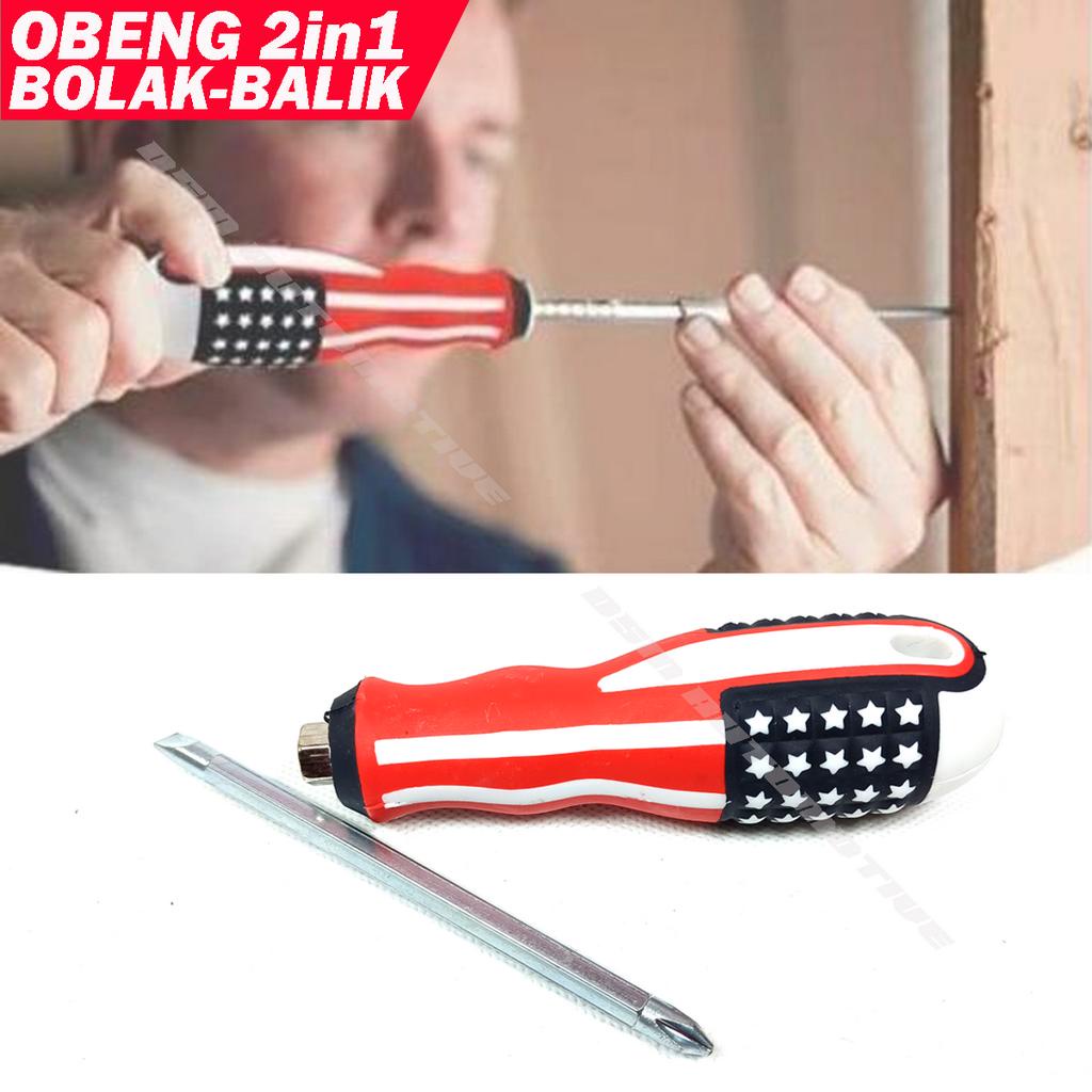 Obeng Bolak Balik Amerika / Obeng 2 in 1 Plus Dan Minus