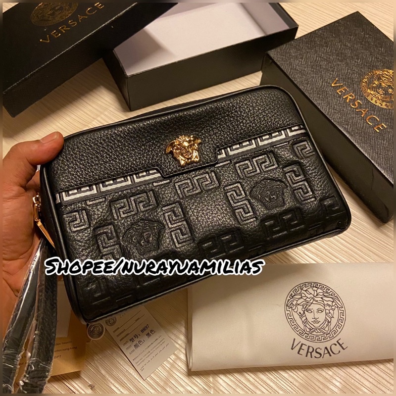 Versace clutch ori leather import premium clutch kulit asli import