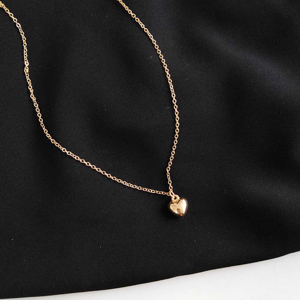 Kalung Rantai Liontin Hati Warna Emas Bahan Metal Untuk Wanita