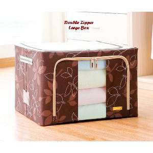 

Promo kotak besar ritsleting ganda warna coklat bunga Limited