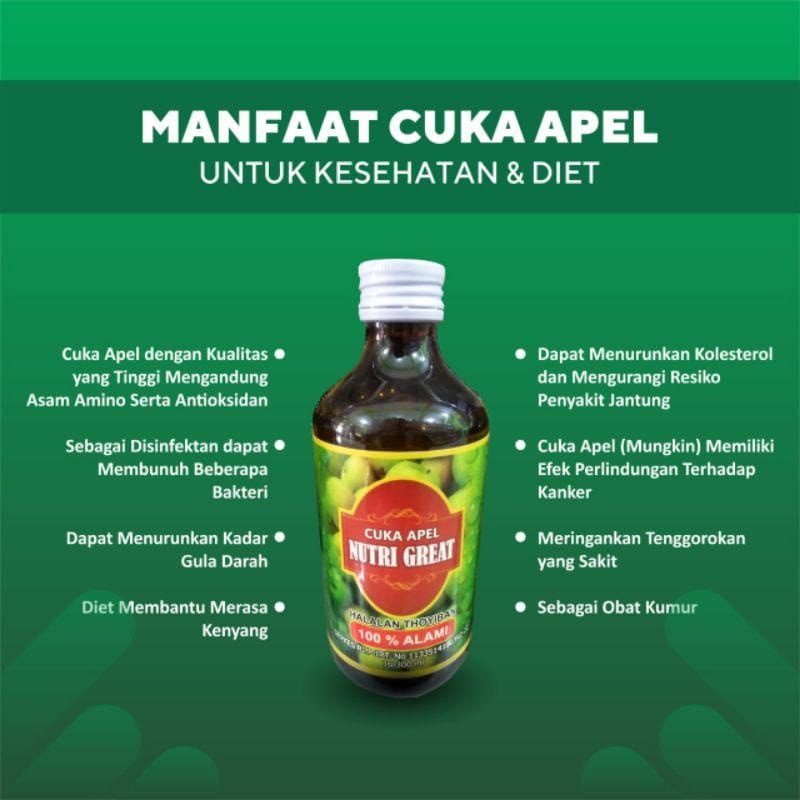 Cuka Apel Nutri Great 300ml ORIGINAL - Cuka Apel 100% ASLI 300 ml