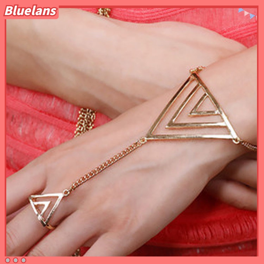 Bluelans Women Fashion Triangle Charm Slave Ring Chain Harness Bracelet Punk Jewelry