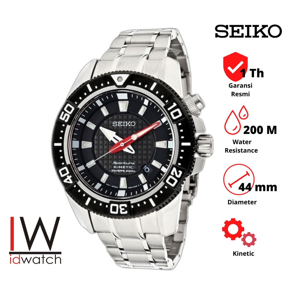 Seiko Sportura SKA511P1 Kinetic Divers Jam Tangan Pria Original SKA511 Kinetik Cowok Strap Stainless