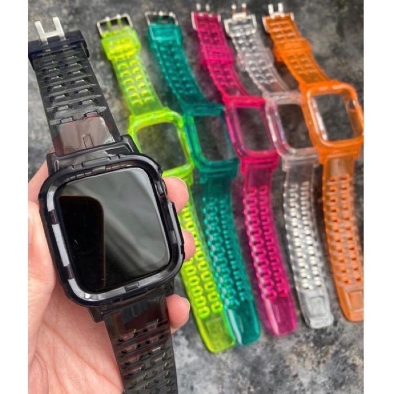 Bisa COD Tali Transparan strap untuk watch T500 T55 T500plus iwatch HW22 42mm 44mm Glacier Tali jamtangan smartwatch Ultra 49mm