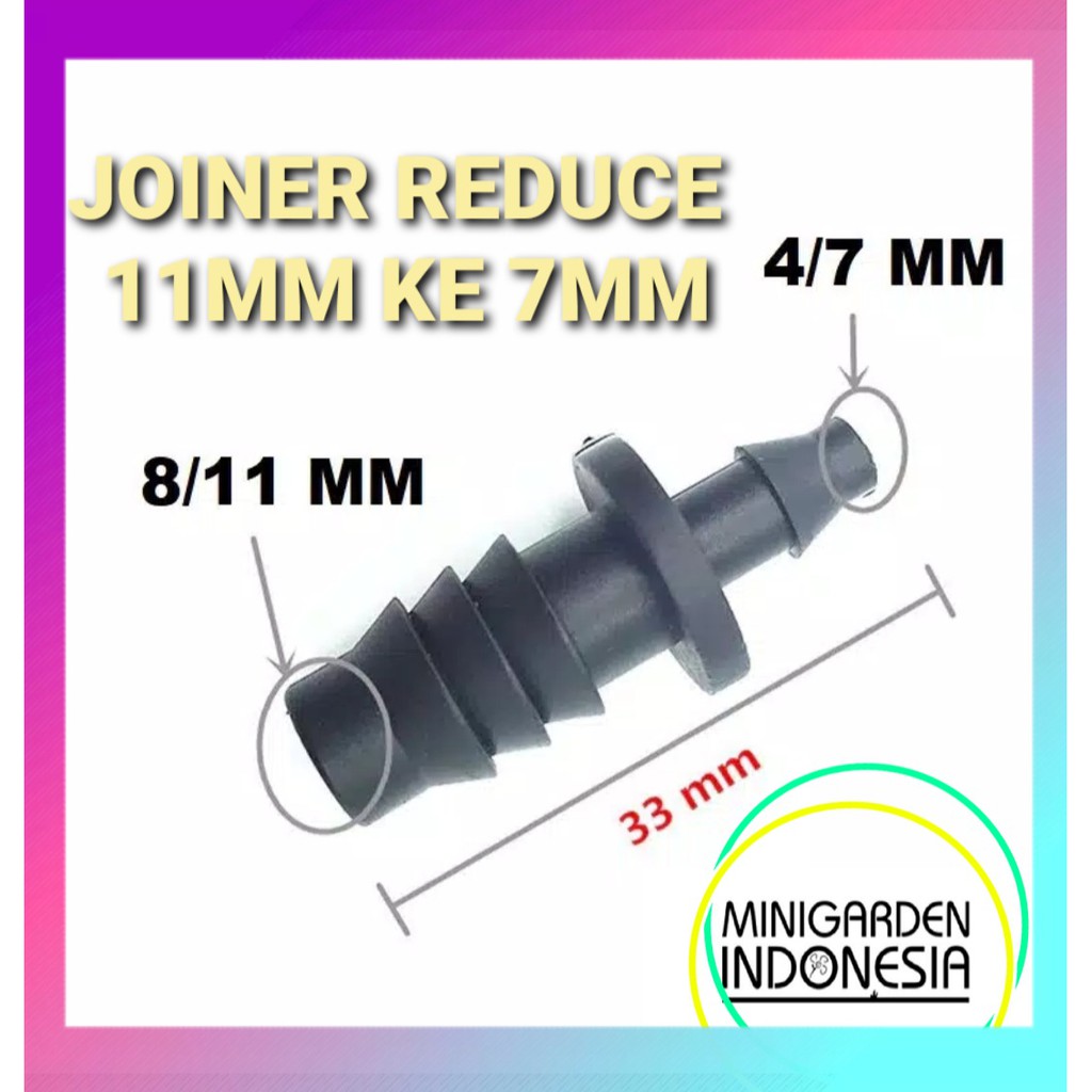 KONEKTOR LURUS REDUCER 11MM ke 7MM fitting  connector joiner selang PE sprinkler nozzle irigasi