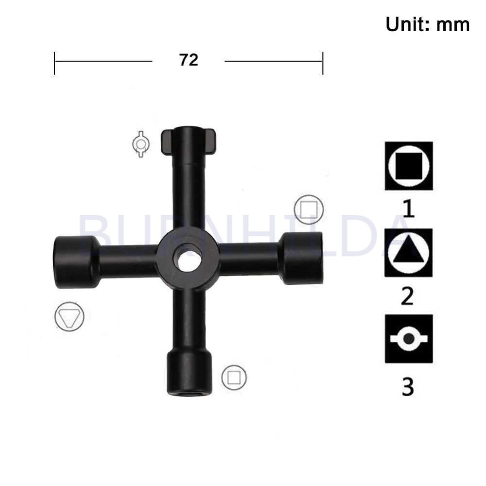 Kunci Pas Multifungsi 4in1 Elevator Cross Triangle Key accesoris mobil burnhilda