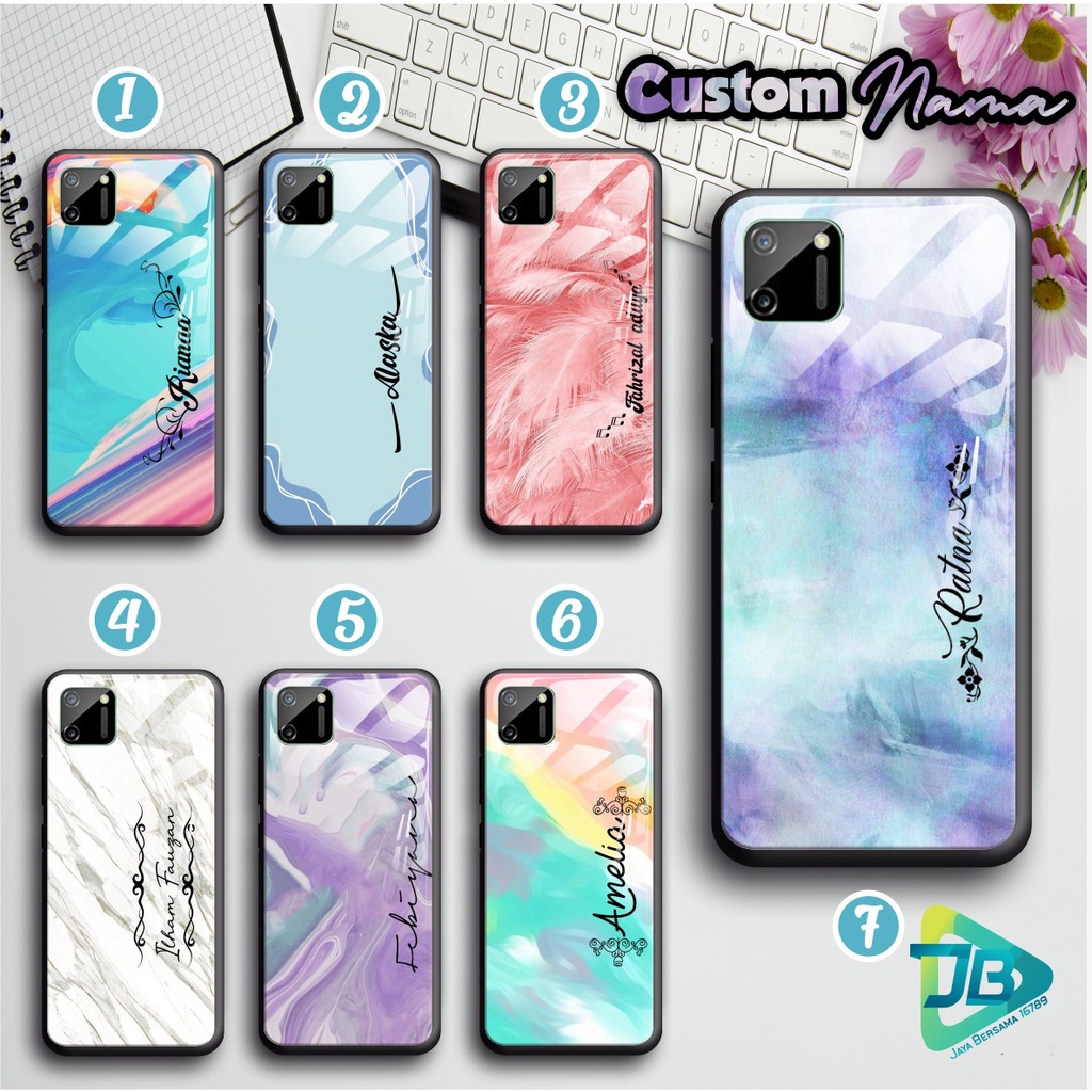 SOFTCASE BACK CASE GLASS KACA CUSTOM NAMA OPPO VIVO XIAOMI SAMSUNG REALME IPHONE ALL TYPE JB4867