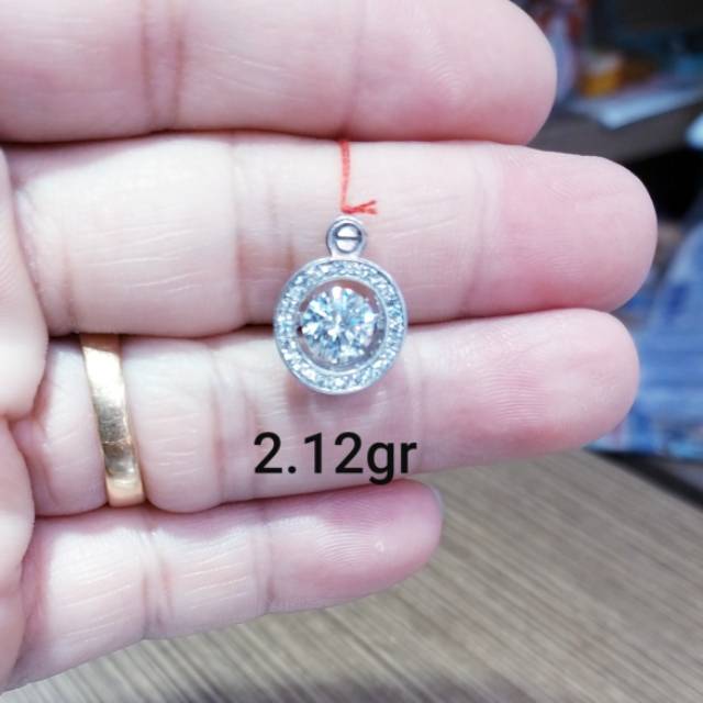 Liontin dancing stone emas putih kadar 75persen