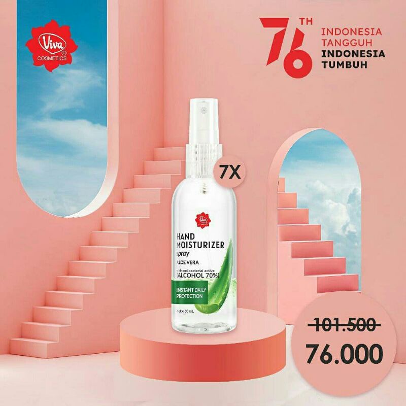 Paket 7 Hand Sanitizer Moisturizer Spray 60 Ml Viva