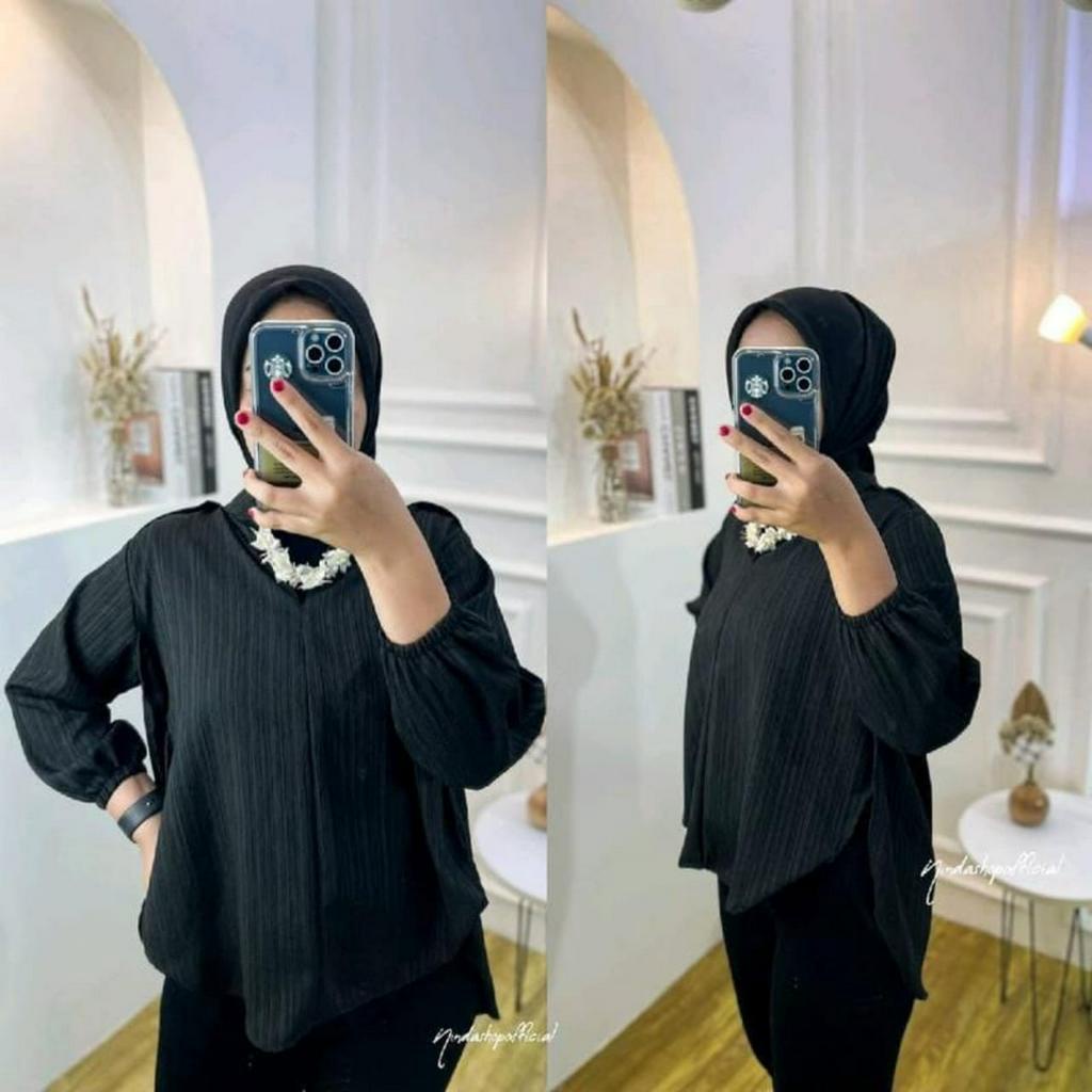 TERBARU BAJU KEMEJA LIVIA BLOUSE WANITA POLOS BAHAN LADY CRUSH  JUMBO SIZE