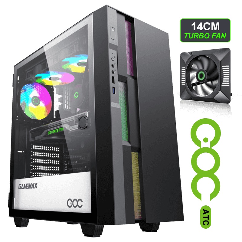 CASE PC GAMEMAX BRUFEN C3 BLACK TEMPERED GLASS ARGB COC ATX