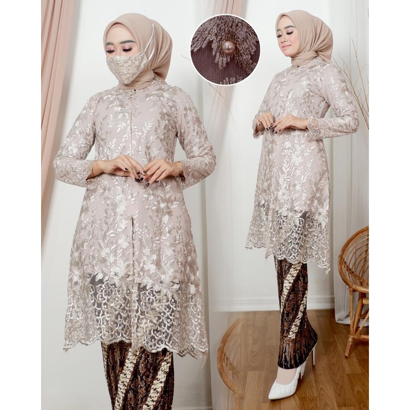 Kebaya Tunik Busui Tiara Modern / Setelan Baju Kebaya Modern / Kebaya Tunik Tradisional / Kebaya Kurung Busui Brukat