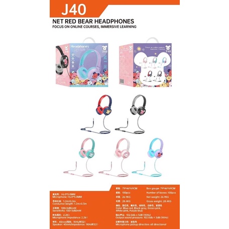 [ J-40 BEARBRICK ] HEADPHONE BANDO BEARBRICK SO CUTE /HEADSET MUSIC PHONE EXTRA BASS