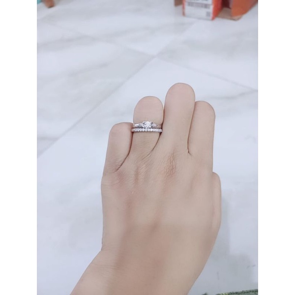 cincin solitaire + listring mp 1 brs / cincin perak asli silver 925 lapis emas / cincin fashion