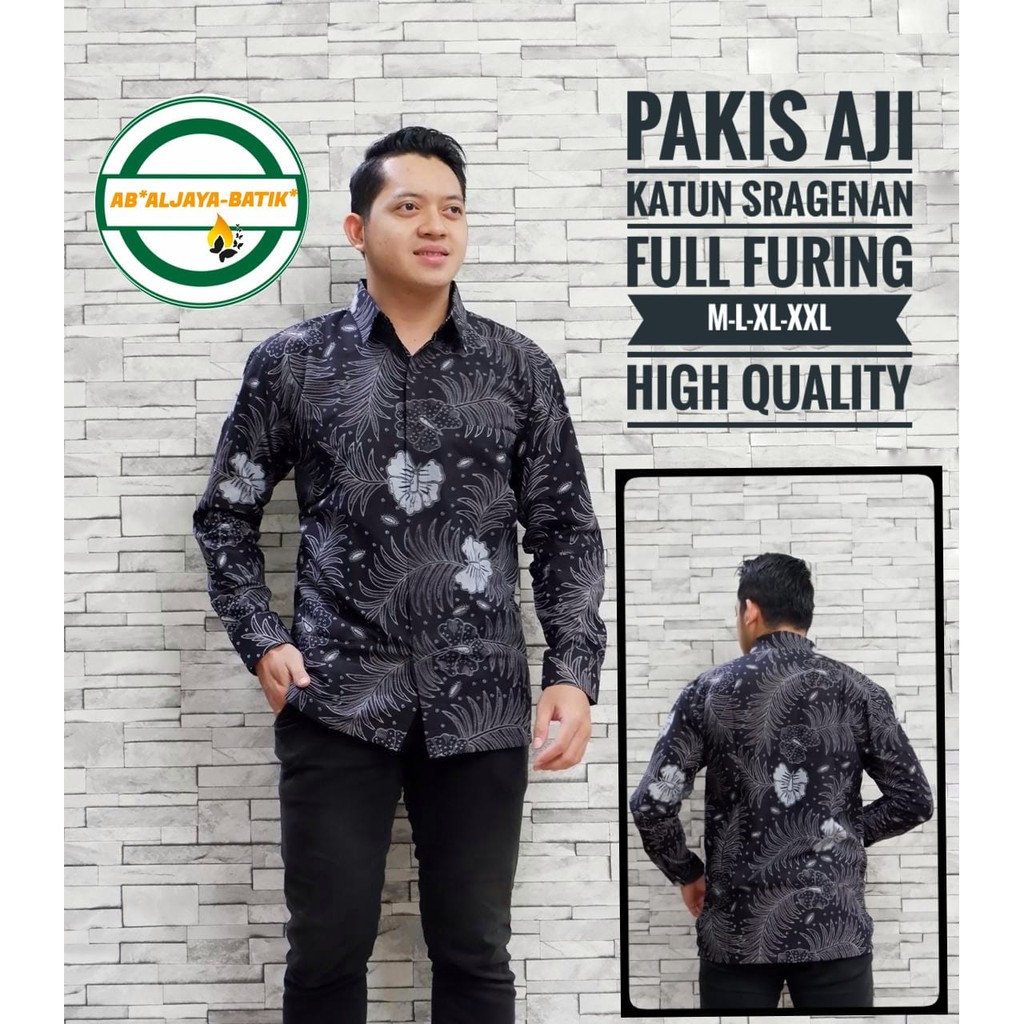 PAKIS AJI Baju Kemeja Batik Pria Solo Premium Modern Lengan Panjang Katun FULL FURING Aljaya