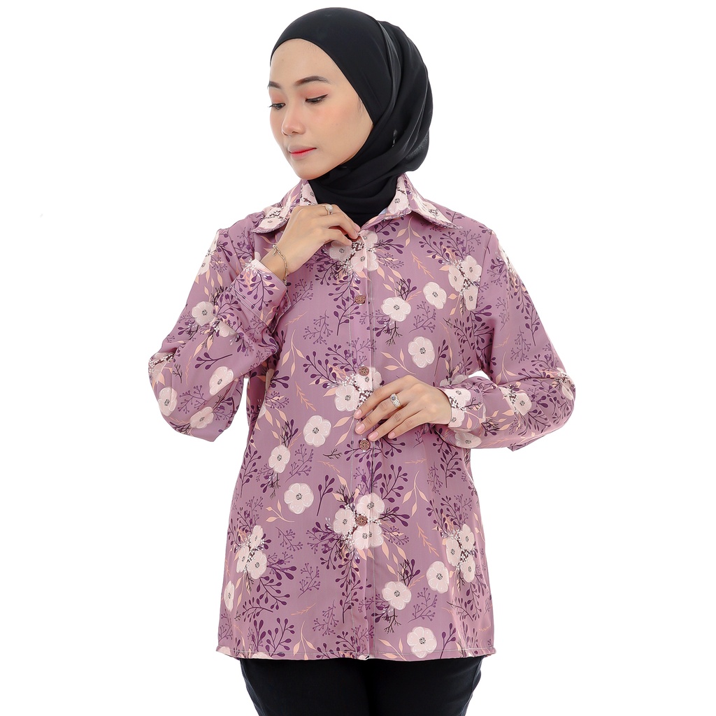 Kemeja Wanita Motif Flower Original Monalisa L XL XXL Jumbo Big Size-06