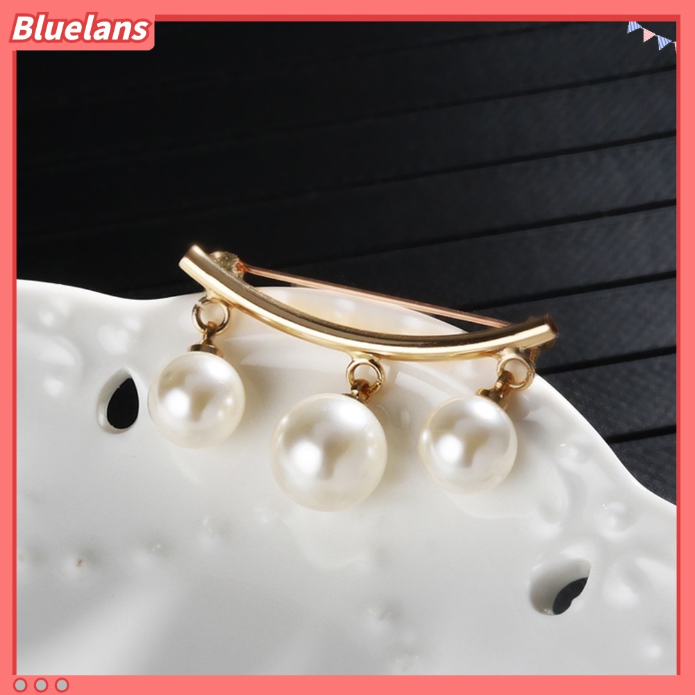 Bluelans Fashion Faux Pearl Dangle Beads Collar Lapel Brooch Pin Clothes Jewelry Decor