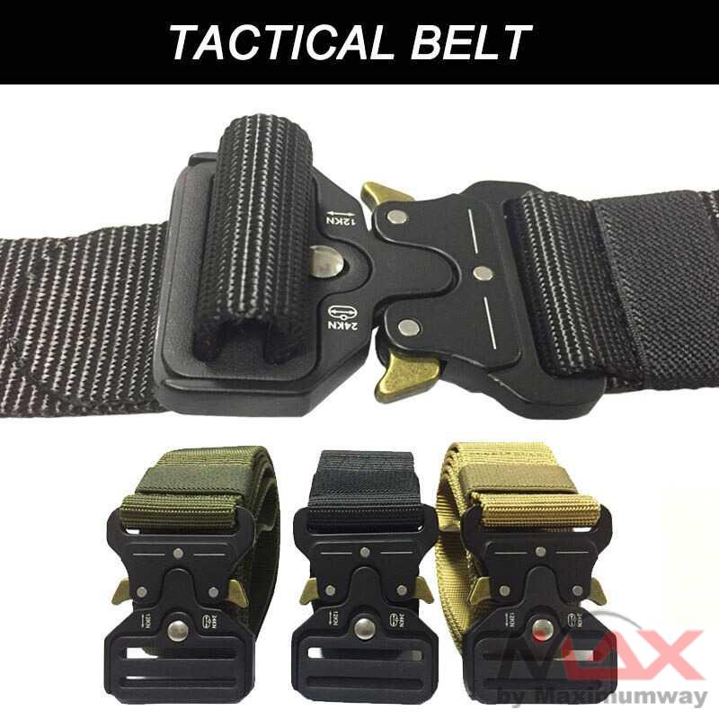 VSWOLF Tali Ikat Pria Pinggang Sabuk Gesper Nylon Super Kuat Kepala Aluminium Alloy Army Military Tactical 125 cm Cowok ikat pinggang bagus bermutu Premium Import New Men's belt outdoor hunting metal tactical belt multi-function alloy buckle high quality