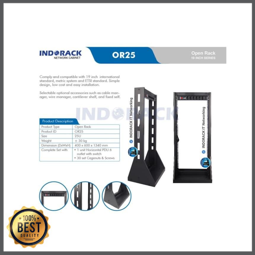 INDORACK Open Rack 25U OR25 19 inch Series BRAND TERNAMA