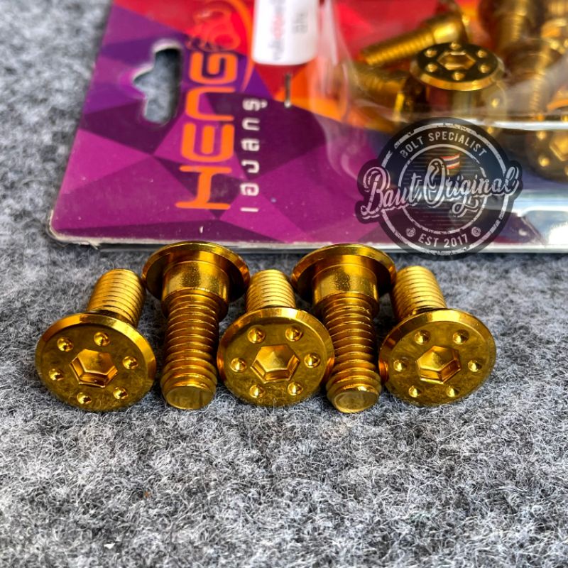 baut disk disc cakram probolt bintik stainless honda original heng gold tipis slim flat