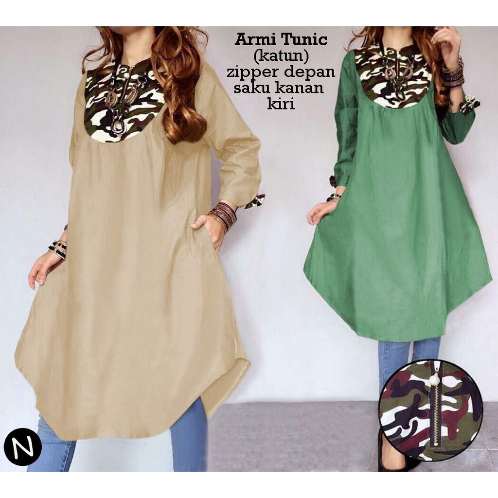 ARMY TUNIK Baju tunik Baju atasan muslim wanita