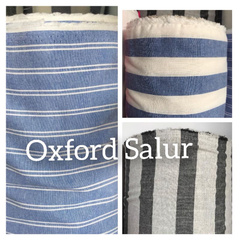 Kain Katun Oxford Motif Salur Premium Bahan Oxford Meteran