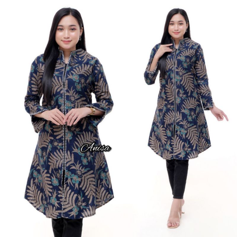 tey-17 Batik Wanita ASJ SA HRB026 Kenogo Kemeja Tosca Pendek /Baju Batik /Tunik /Atasan Batik Wanita-Model 9