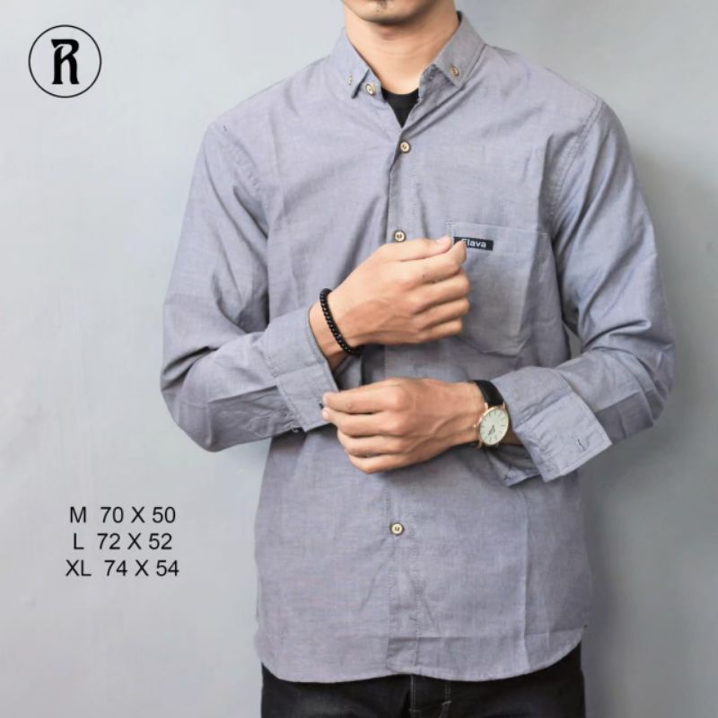 Baju Kemeja Polos Lengan Panjang Pria Hem Slim Fit Casual Distro